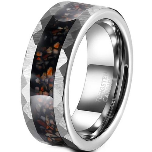 ***COI Tungsten Carbide Faceted Ring With Dinosaur Bone-01444DD