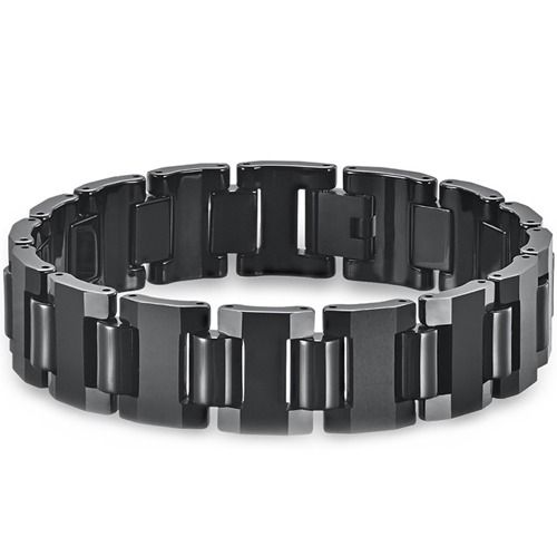 ***COI Black Tungsten Carbide Bracelet With Steel Clasp(Length: 8.27 inches)-01473DD