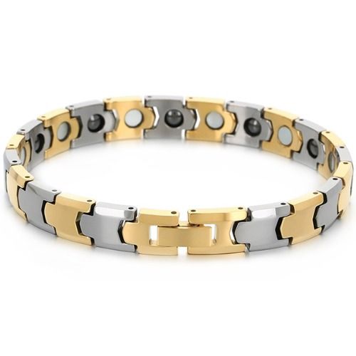 ***COI Tungsten Carbide Silver/Gold Tone Silver Bracelet With Steel Clasp(Length: 7.87 inches)-01479DD