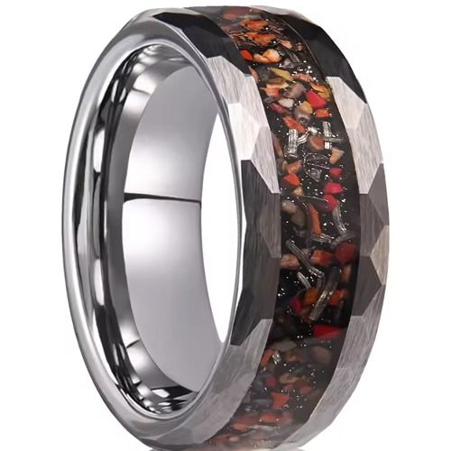 ***COI Tungsten Carbide Faceted Ring With Dinosaur Bone-01909DD