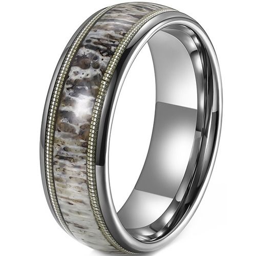 ***COI Tungsten Carbide Wire Ring With Deer Antler-01923DD