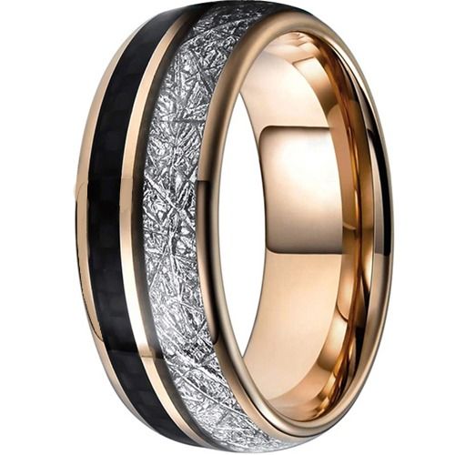 ****COI Rose Tungsten Carbide Carbon Fiber & Meteorite Dome Court Ring-02080DD
