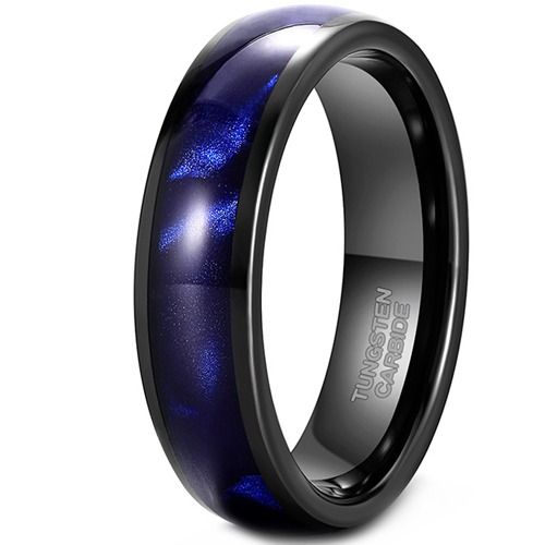 ****COI Black Tungsten Carbide Crushed Opal Dome Court Ring-02100DD