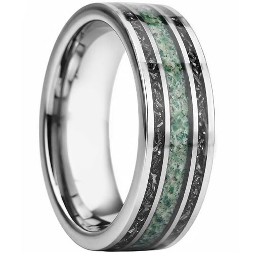 ****COI Tungsten Carbide Gold Tone/Silver Ring With Deer Antler & Meteorite-02257DD