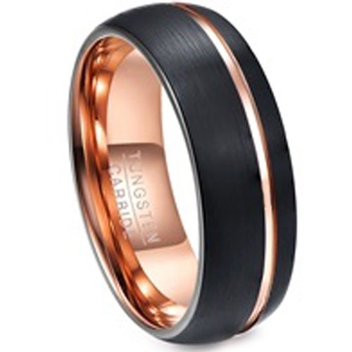 COI Tungsten Carbide Black Rose Offset Groove Ring-TG1135B