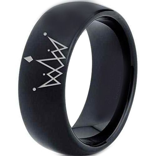 COI Black Tungsten Carbide King Crown Dome Court Ring-1597