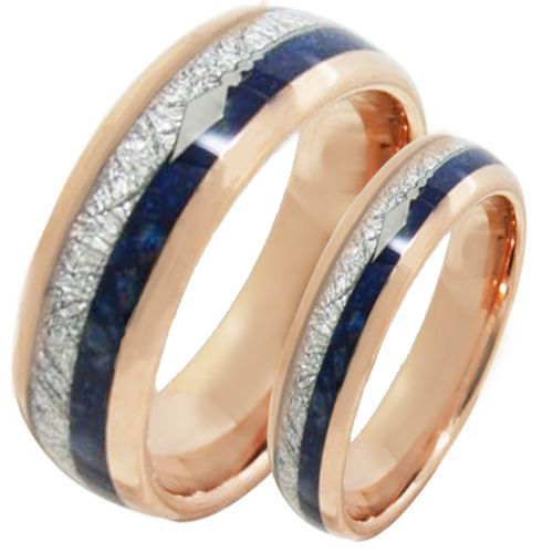 COI Rose Tungsten Carbide Meteorite Lapis Lazuli Ring-TG2077