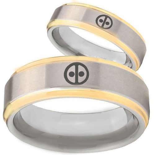 COI Gold Tone Tungsten Carbide Dead Pool Step Edges Ring-TG2833BB