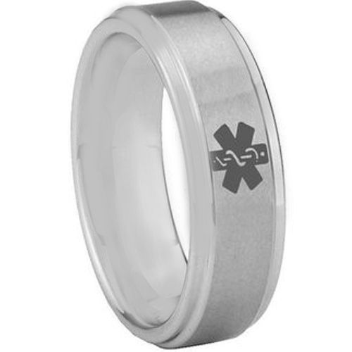 COI Tungsten Carbide Medical Alert Step Edges Ring - TG3056CC