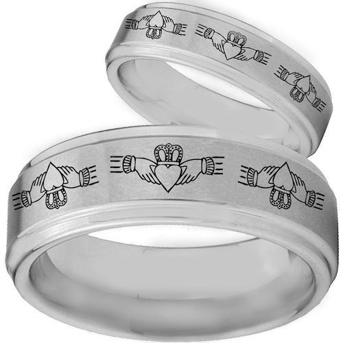 COI Tungsten Carbide Mo Anam Cara Step Edges Ring-TG3105