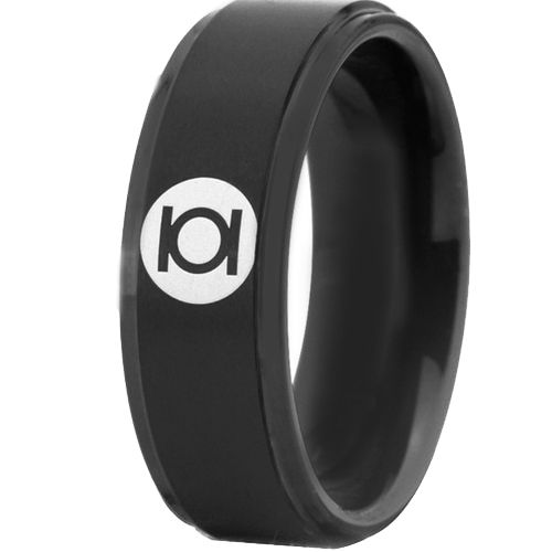 COI Black Tungsten Carbide Green Blue Lantern Step Edges Ring-TG3211B