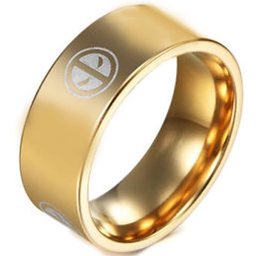 COI Gold Tone Tungsten Carbide Dead Pool Flat Ring-TG3261B