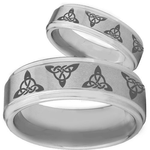 COI Tungsten Carbide Triquetra Trinity Knots Ring - TG326CC