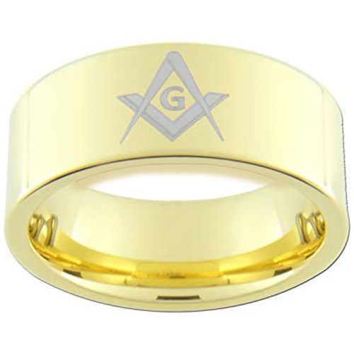 COI Gold Tone Tungsten Carbide Masonic Dome Court Ring-TG3312