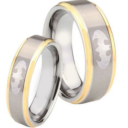 *COI Tungsten Carbide Bat Man Step Edges Ring-TG4277