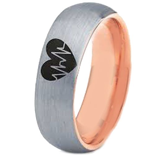 COI Tungsten Carbide Rose Silver Heartbeat & Heart Ring-TG3496CC