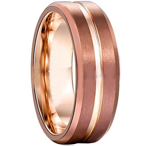 COI Rose Tungsten Carbide Center Groove Ring - 356