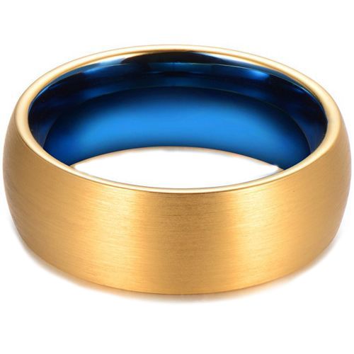 COI Tungsten Carbide Blue Gold Tone Dome Court Ring-TG4398