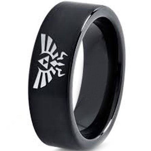 COI Black Tungsten Carbide Legend Zelda Dome Court Ring - TG3633CC