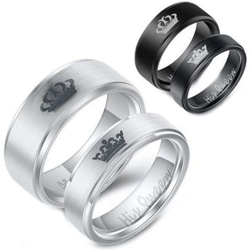 2pcs His and Hers Couple Rings King Queen Crown Black Steel Wedding Band  Set | eBay