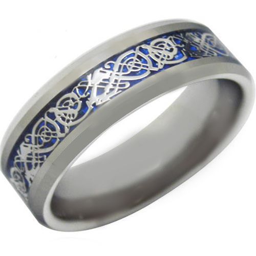 *COI Tungsten Carbide Dragon Beveled Edges Ring-TG3697