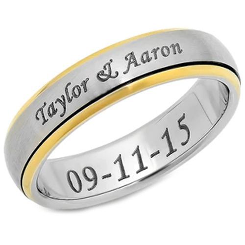 *COI Tungsten Carbide Ring With Custom Names Engraving - TG3850