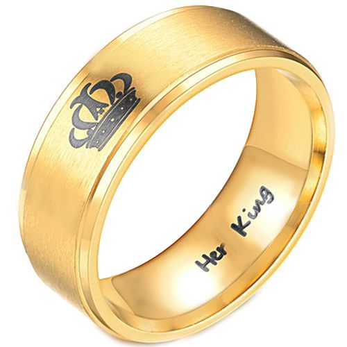 *COI Gold Tone Tungsten Carbide King Crown Pipe Cut Ring-TG3988