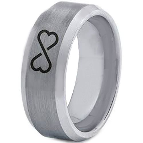 COI Tungsten Carbide Infinity Heart Beveled Edges Ring-TG4003DD