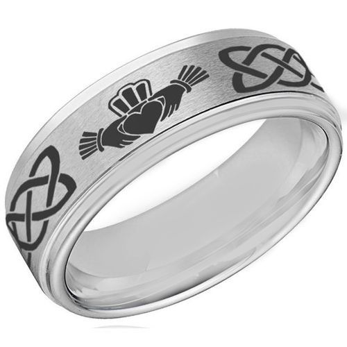 *COI Tungsten Carbide Mo Anam Cara Celtic Ring-4055