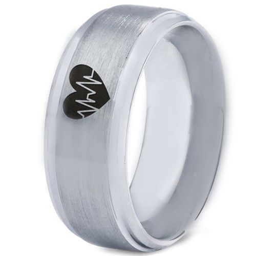 COI Tungsten Carbide Heartbeat & Heart Step Edges Ring-TG4620CC