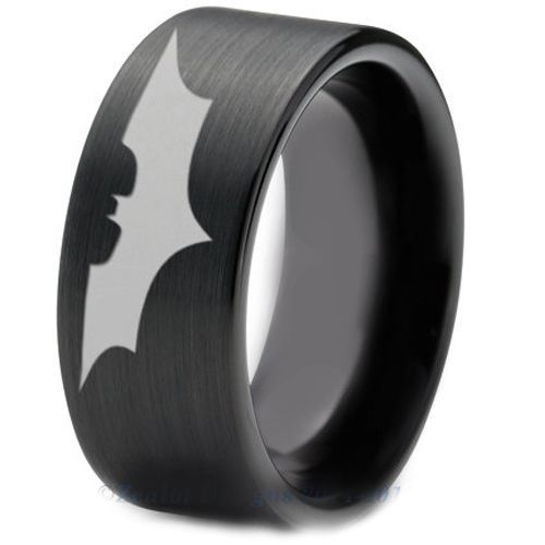 *COI Black Tungsten Carbide Bat Man Dome Court Ring-TG4723