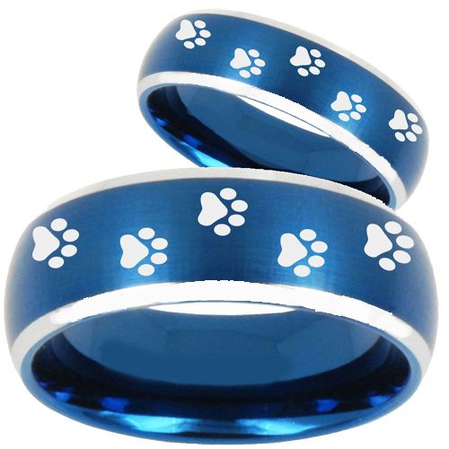 COI Tungsten Carbide Paws Print Beveled Edges Ring-TG4748B