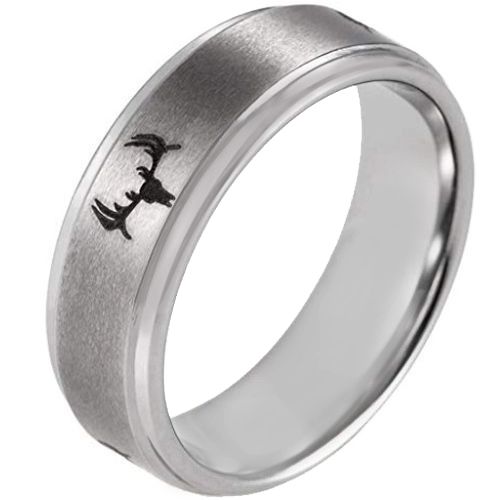 COI Tungsten Carbide Deer Head Step Edges Ring-TG5076