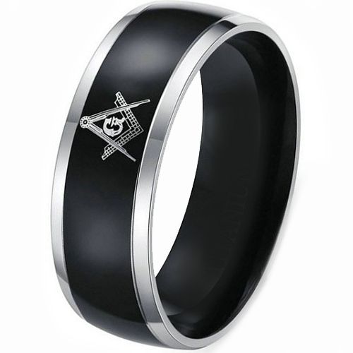 *COI Tungsten Carbide Masonic Beveled Edges Ring - TG3589