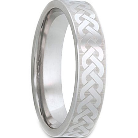 COI Tungsten Carbide Celtic Pipe Cut Flat Ring - TG2977