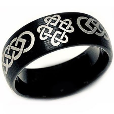 COI Black Tungsten Carbide Celtic Knots Dome Court Ring-TG3955