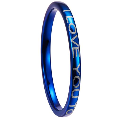 COI Blue Tungsten Carbide I Love You Dome Court Ring-5265