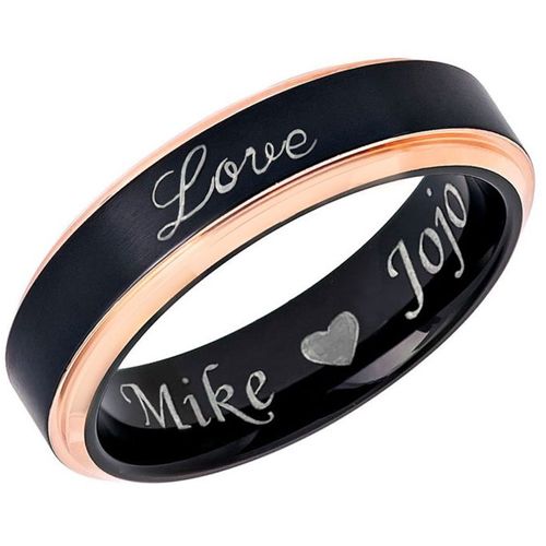 COI Tungsten Carbide Black Rose Love Step Edges Ring-5448