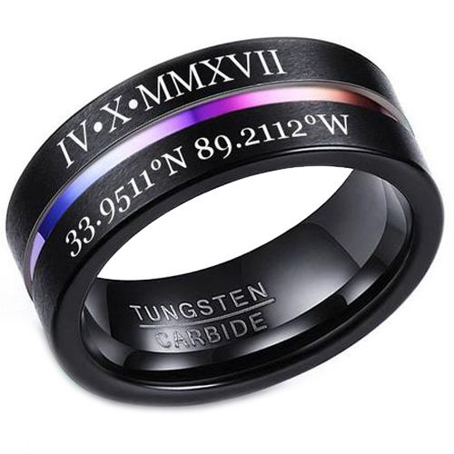 Buy fabula by OOMPH Jewellery Matte Finish Black Tungsten Band Ring for Men  & Boys with Blue Ion Plating for Men & Boys (ROIS2R3) at Amazon.in