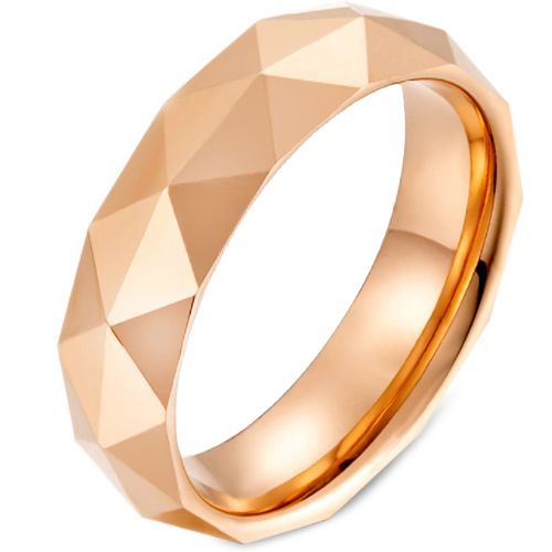 COI Tungsten Carbide Silver/Rose/Gold Tone Facet Ring-5475