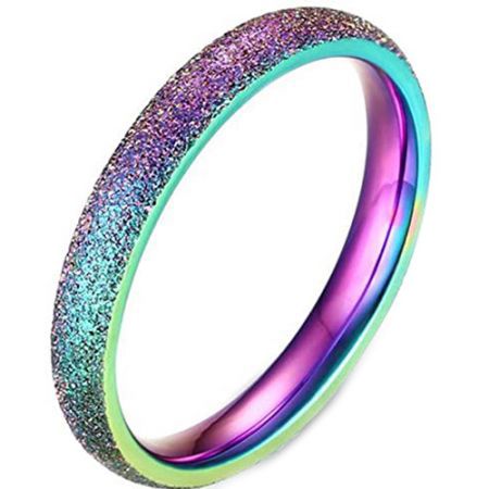 COI Tungsten Carbide Rainbow Color Sandblasted Ring-5666