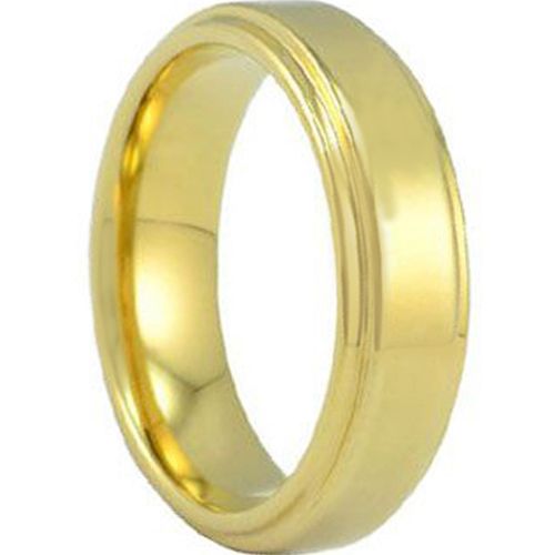 COI Gold Tone Tungsten Carbide Polished Shiny Step Edges Ring-TG686A