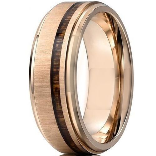 **COI Rose Tungsten Carbide Step Edges Ring With Wood-7001AA