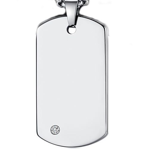 **COI Tungsten Carbide Dog Tag Pendant With Cubic Zirconia-7061CC