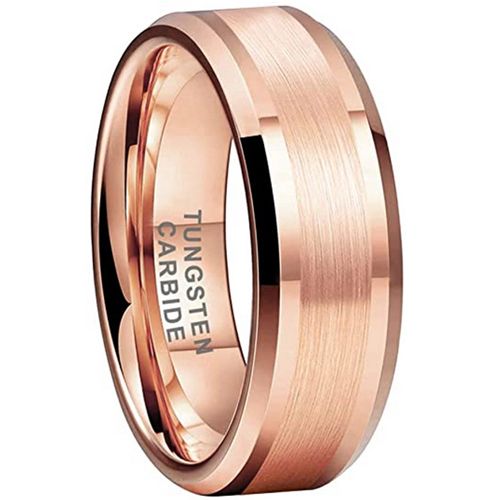 **COI Rose Tungsten Carbide Polished Matt Beveled Edges Ring-7312