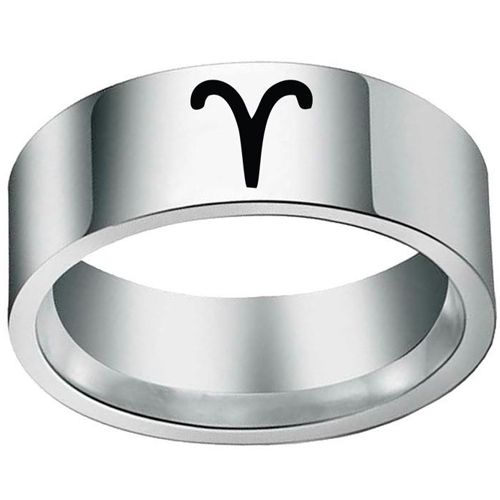 **COI Tungsten Carbide Black/Gold Tone/Silver Pipe Cut Flat Zodiac Ring-7620DD