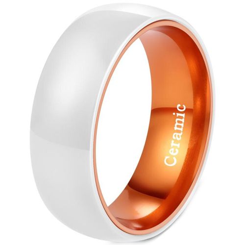 **COI Tungsten Carbide Orange White Ceramic Dome Court Ring-7655BB