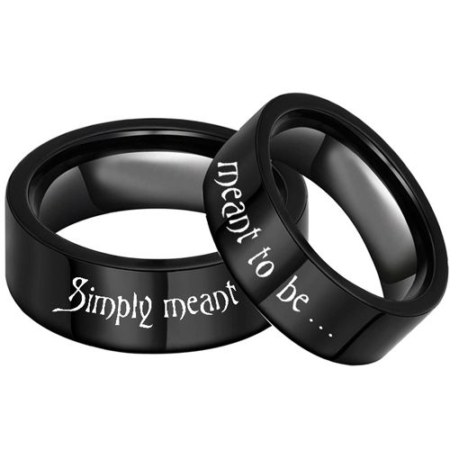 **COI Black Tungsten Carbide Simply Meant to Be Dome Court Ring-7675BB