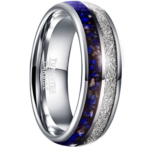 **COI Tungsten Carbide Crushed Opal & Meteorite Dome Court Ring-7782DD