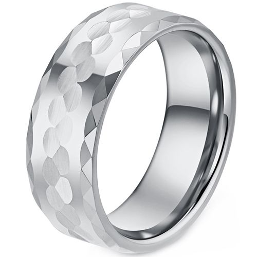 **COI Tungsten Carbide Black/Gold Tone/Silver Faceted Beveled Edges Ring-8716DD